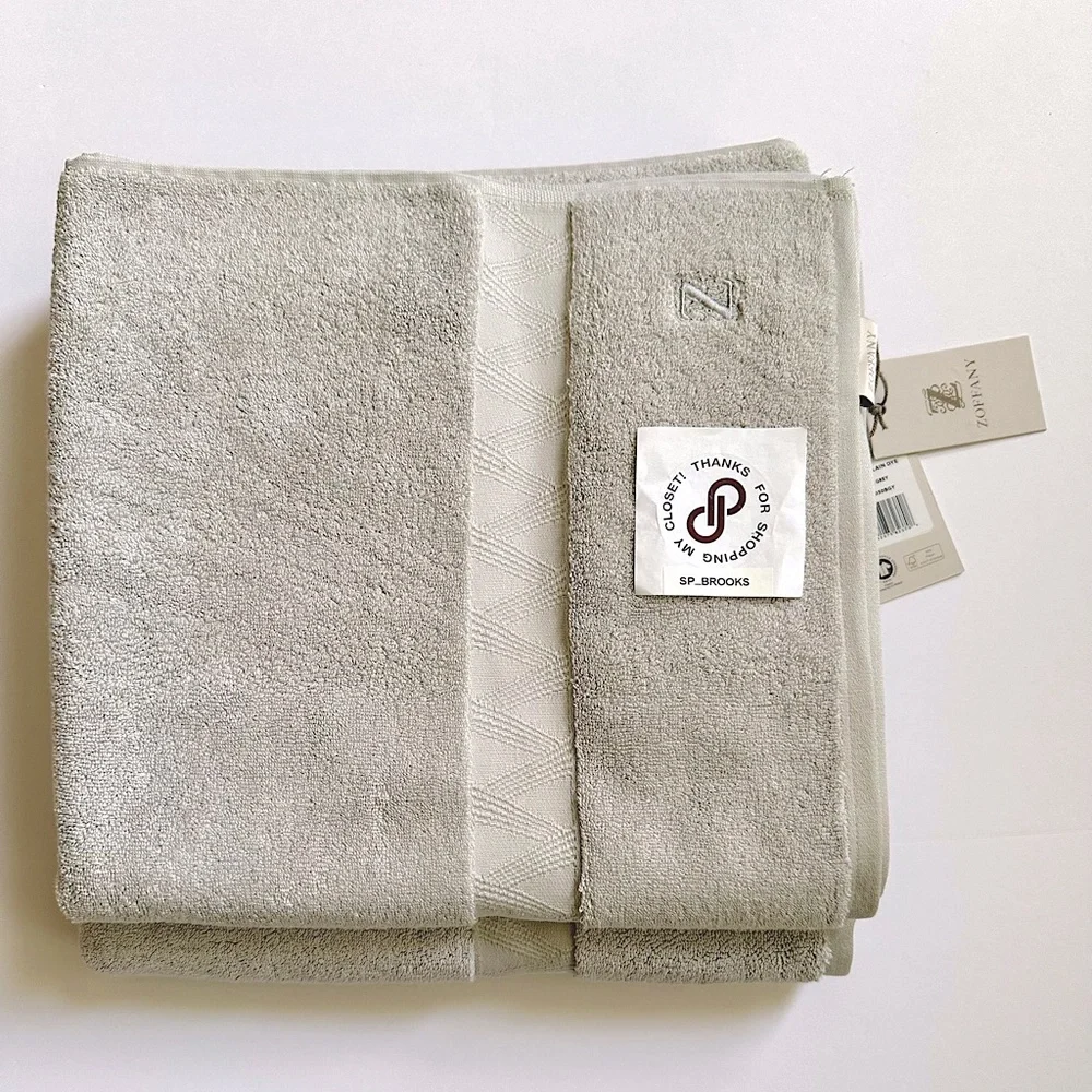 🎁ZOFFANY Bath Towel Set -2 PCS- Flint Grey - 3D20050BGY- Kanoko Plain Dye